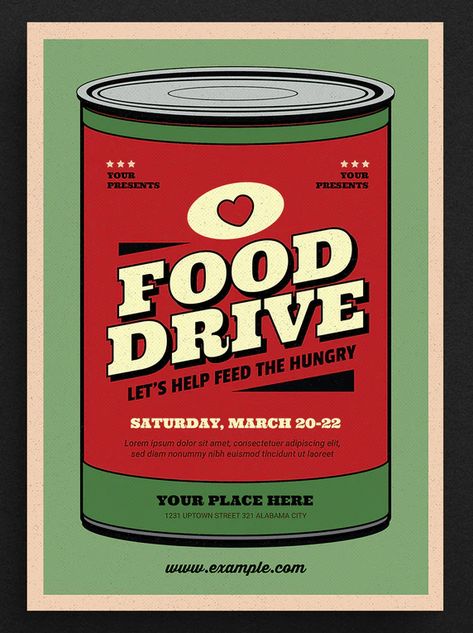 Canned Food Drive Poster, Can Food Drive Poster Ideas, Can Drive Poster Ideas, Food Donation Poster, Donation Drive Poster, Food Drive Poster Ideas, Food Drive Poster, Event Poster Inspiration, Food Drive Flyer