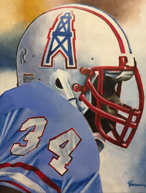 Earl Campbell, Houston Oilers by Dan Stromme College Football Art, Earl Campbell, Nfl Art, Vintage Tennessee, Football Pics, Nfl Football Art, American Football League, Houston Oilers, Nfl Football Players