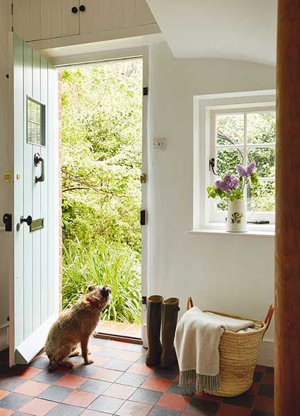 farmworkers cottage with a retro interior English Cottage Front Door, Front Door Shutters, Cottage Front Door, Cottage Entrance, Cottage Hallway, Door Shutters, Cottage Front Doors, Cottage Windows, Period Living