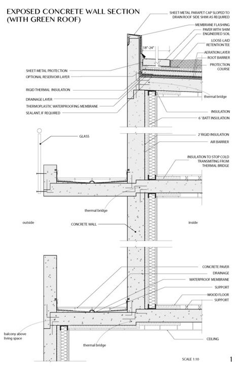 Wall Details Architecture, Balcony Detail, Concrete Detail Section, Concrete Construction Detail, Wall Section Detail Architecture, Wall Section Detail Drawing, Concrete Wall Section Detail, Section Drawing Architecture, Balcony Detail Section