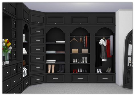 S4 Built-In Closet | Hell Has Spoken Sims 4 Closet Cc, Closet Background, Built In Closet, Anime House, Closet Built Ins, Futurisme Retro, Episode Interactive Backgrounds, No Closet Solutions, Episode Backgrounds