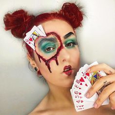 Off with their heads! @dionnedempseymakeup recreates a gory Queen of Hearts look using our versatile Halloween range! Get 3 FOR 2 at Gory Halloween Makeup, Christmas Makeup Simple, Queen Of Hearts Halloween, Queen Of Hearts Makeup, Festive Makeup, Off With Their Heads, Christmas Makeup Look, Effects Makeup, Halloween Eye Makeup