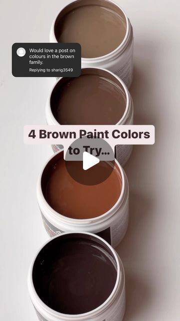 Benjamin Moore on Instagram: "Looking for the perfect brown paint color? With an organic, easygoing elegance, brown paint colors can elevate any room in your home. Here are a few of our most-loved hues to get you started...share your favorites in the comments! 🤎 #BenjaminMoore #Paint #Home #InteriorDesign #Brown #PaintColors" Cocoa Brown Paint Color, Deep Brown Paint Color, Cognac Paint Color, Rich Brown Paint Colors, Earthy Brown Paint Color, Best Brown Paint Colors Benjamin Moore, Best Brown Paint Colors, Benjamin Moore Brown, Chestnut Brown Color