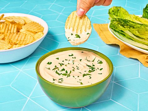 Caesar Dip, Goat Cheese Dip Recipes, Salty Crackers, Vegetables Chips, Crunchy Vegetables, Serious Eats Recipes, Goat Cheese Dip, Baked Goat Cheese, Popular Snacks