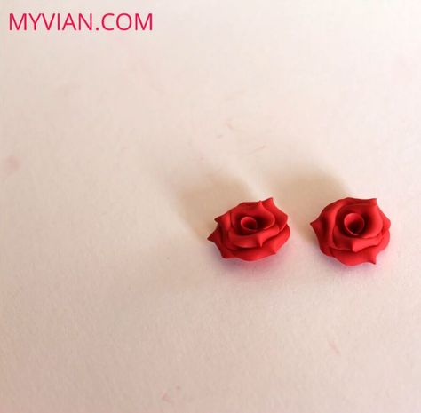 This is a guide to making DIY polymer clay rose earrings. Learn how to make a rose out of polymer clay with this easy step-by-step tutorial. Polymer Clay Rose, Clay Roses, Romantic Diy, Diy Polymer Clay, Earring Video, Clay Rose, Rose Tutorial, How To Make Clay, Mini Roses