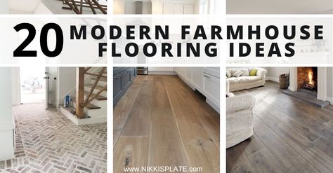 20 BEST Modern Farmhouse Flooring Ideas - Nikki's Plate Farmhouse Bedroom Flooring, Farmhouse Vinyl Flooring, Farmhouse Flooring Ideas, Timeless Flooring, Modern Farmhouse Flooring, Farmhouse Kitchen Flooring, Modern Farmhouse Floors, Types Of Hardwood Floors, Wood Floor Colors