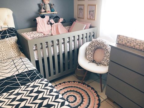 Master Bed Nursery Combo, Bedroom Ideas With Crib, Cot In Parents Room, Small Room With Baby Sharing, Small Bedroom With Crib And Bed, One Bedroom With Baby, Bedroom With Crib Parents, Nursery Shared With Parents, Baby Room With Guest Bed