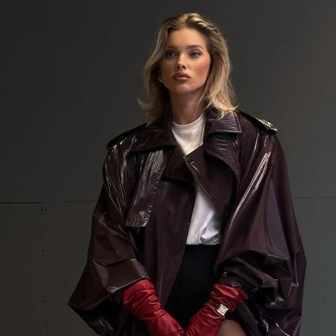 elsa❤️ on Instagram: "Red❤️" Luxury Burgundy Leather Jacket For Fall, Classic Burgundy Leather Outerwear, Burgundy Leather Winter Outerwear, Luxury Burgundy Leather Jacket, Burgundy Outfits, Burgundy Leather Jacket, Burgundy Outfit, Red Gloves, January 26