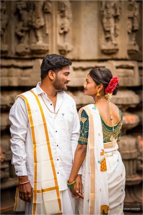 #coupleshoot #couplegoals #love #preweddingshoot #sagarlokhandephotography #wedding #maharashtrianprewedding #preweddingcoupleshoot #coupleshoot #couplephotoshoot #outdoorcoupleshoot #couplephotography #photoshoot Marathi Pre Wedding Photoshoot, Temple Poses For Couple, Pre Wedding Photoshoot Temple, South Indian Wedding Couple Poses, Temple Couple Poses, Temple Pre Wedding Shoot, South Indian Pre Wedding Photoshoot, South Indian Couple Photoshoot, Traditional Couple Photoshoot Indian