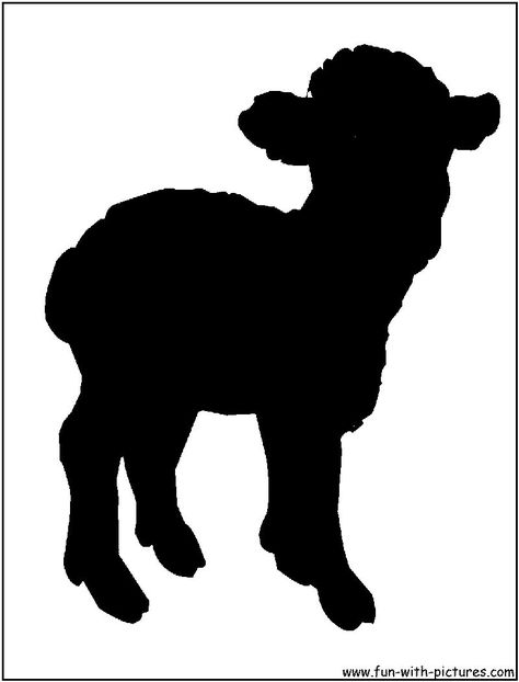 Lamb2 Silhouette  - A printable silhouette from Fun with Pictures.com Shepherd Silhouette Nativity, Christmas Silloutes, Lamb Silhouette, Sheep Silhouette, Christmas Silhouette, Outdoor Nativity Scene, Nativity Silhouette, Outdoor Nativity, Silhouette Painting