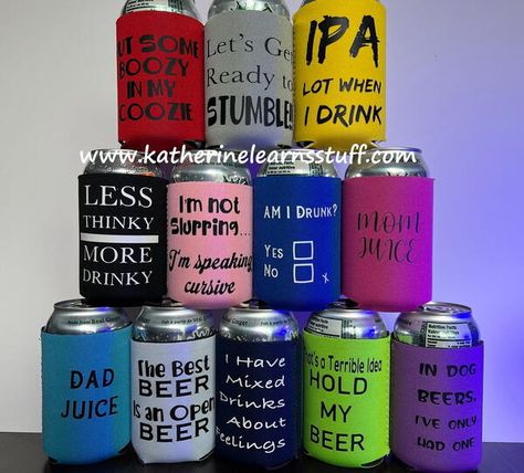 Funny Beer Koozies, Homemade Party Decorations, Homemade Frames, Beer Coozie, Beer Koozie, Beer Cozy, Countdown Sign, Beer Koozies, Diy Gifts For Dad