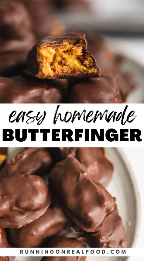 Butterfinger Recipe, Butterfinger Recipes, Homemade Butterfingers, Flake Recipes, Finger Desserts, Homemade Candy Bars, Peanut Butter Fingers, Butterfinger Candy, Buttered Corn