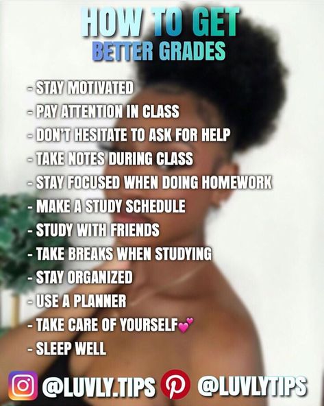 follow me on instagram and pinterest for more tips💕 How To Get Better Grades, How To Get Good Grades, Good Grades Tips, Good Grades Motivation, Grades Motivation, Tips For 6th Grade, Academic Tips, Straight A Student, Get Better Grades