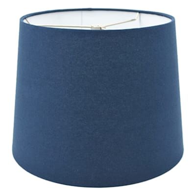 Lamp Shades for Every Budget | At Home Navy Lamp Shade, Navy Lamp, Affordable Lighting, Blue Lamp Shade, Navy Accents, Navy Linen, Accent Lamp, The Navy, Circle Design