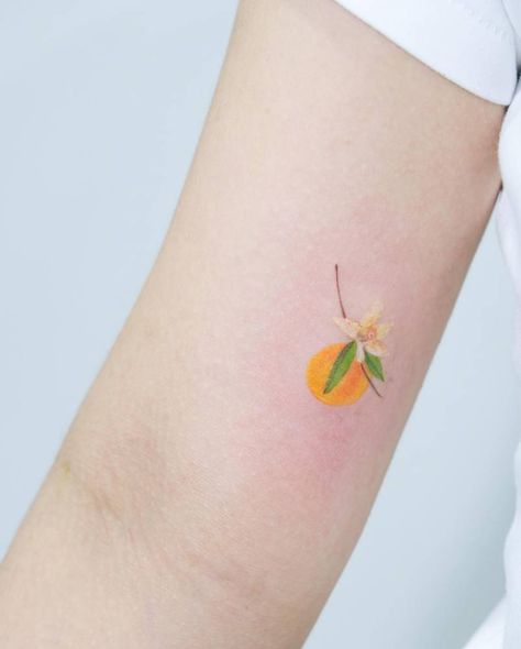 Small Orange Blossom Tattoo, Kumquat Flower Tattoo, Florida Oranges Tattoo, Cute Orange Tattoo, Orange Blossom Tattoo Simple, Tiny Orange Tattoo, Kumquat Tattoo, Jennie Tattoo, Orange Tree Tattoo