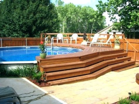 20 Luxurious Above Ground Pool Designs Wooden Pool Deck, Cheap Above Ground Pool, Small Above Ground Pool, Ideas De Piscina, Round Above Ground Pool, Wooden Pool, Deck Piscina, Oval Pool, Pool Deck Plans