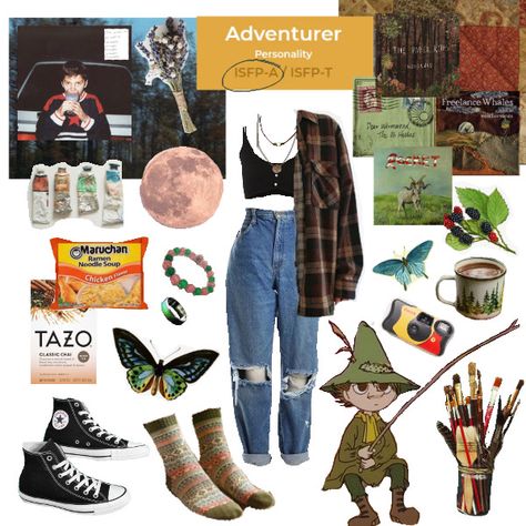 isfp peronality type, butterflies, style, forest, cottagecore, grunge, mbti prrsonality type, snufkin, moomin, moominvalley Isfp Outfit Aesthetic, Snufkin Inspired Outfit, Isfp Clothing Style, Isfp Aesthetic Moodboard, Moomin Inspired Outfits, Snufkin Outfit, Moomin Outfit, Isfp Moodboard, Isfp Outfit