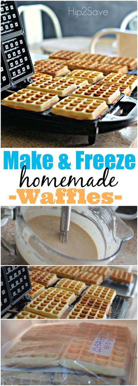 Make & Freeze Homemade Waffles – Hip2Save Waffle Iron Recipes, Waffle Maker Recipes, Freezer Friendly Meals, Freezable Meals, Make Ahead Freezer Meals, Frozen Waffles, Homemade Waffles, Freezer Meal Prep, Breakfast Waffles