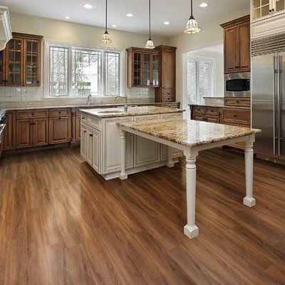 Le Dalmar Nature Creations Plus 7" x 49" x 0.5mm Luxury Vinyl Plank Color: Sunshine Dapur Rustic, Kitchen Island Table, Kitchen Island With Seating, Luxury Vinyl Plank Flooring, Luxury Kitchens, Kitchen Redo, Luxury Vinyl Plank, Updated Kitchen, Kitchen Remodel Idea