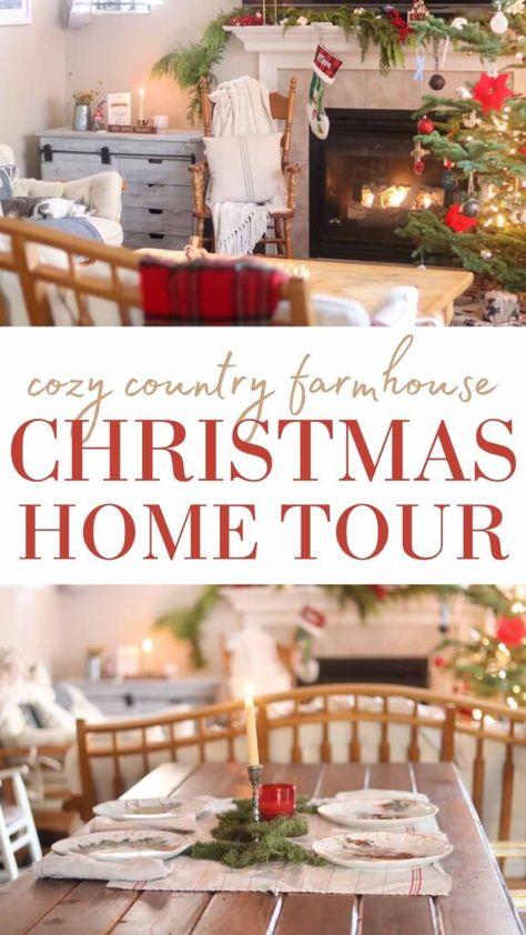 Farmhouse Vintage Christmas Decor, Christmas Tour Of Homes, Farmhouse Tours Interiors, Christmas Home Tours Inspiration, Christmas Home Tours 2024, Old World Farmhouse, Vintage Farmhouse Christmas, Farmhouse Christmas Kitchen, Farmhouse Tour