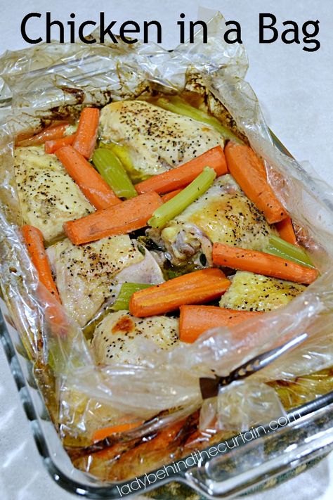 Chicken in a Bag Chicken In Bag In Oven, Oven Bag Chicken Recipes, Reynolds Oven Bag Recipes Chicken, Chicken In A Bag Recipes, Chicken In A Bag Recipes Ovens, Bag Chicken Recipes, Cooking Bag Recipes, Roast Chicken In A Bag, Oven Bag Recipes