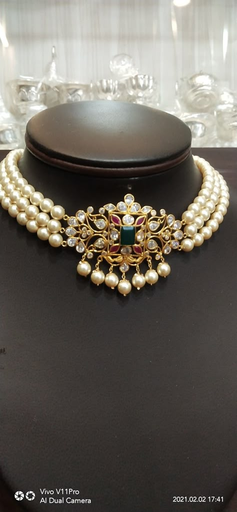 Chokar Pendent Set In Gold, Small Choker Necklace Indian, Ruby Beads Jewellery Indian, Beads Choker Necklace Indian, Ruby Necklace Indian Gold, Pearl Gold Necklace Indian, Pearl Choker Necklace Indian, Amarsons Jewellery, Ruby Necklace Designs