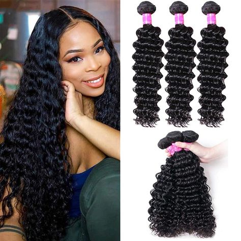 Human Hair Crochet, Curly Hair Bundles, Uk Hairstyles, Deep Wave Brazilian Hair, Deep Wave Bundles, Deep Wave Human Hair, Unice Hair, Hair Bundle Deals, Weave Extensions