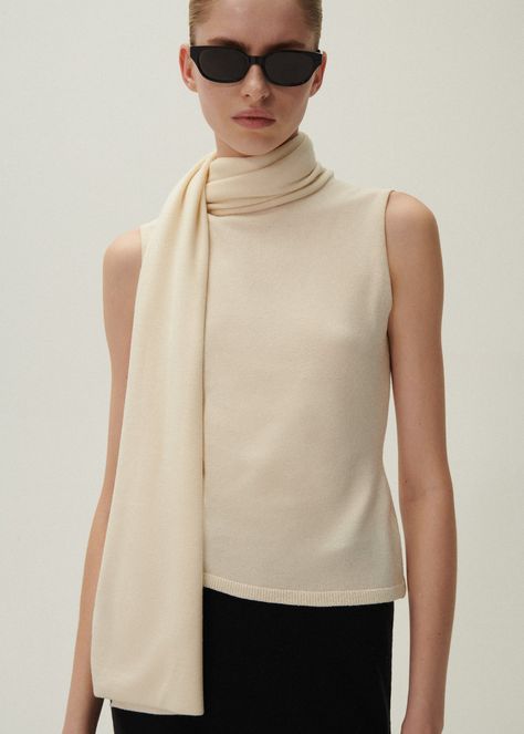 Sleeveless high neck knit top in cream | Magda Butrym Sleeveless Turtleneck Top, Designer Store, High Neck Midi Dress, Designer Knitwear, Magda Butrym, Sleeveless Turtleneck, Cashmere Turtleneck, Knitwear Design, Brand Store