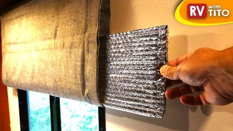 Pin on TINY HOMES Trailer Insulation Ideas, Diy Rv Shades, Camper Insulation Ideas, Reflectix Window Covering, Curtains For Rv Windows, Rv Window Insulation Diy, Rv Skylight Cover Diy, Rv Insulation Ideas, Camper Window Coverings Ideas