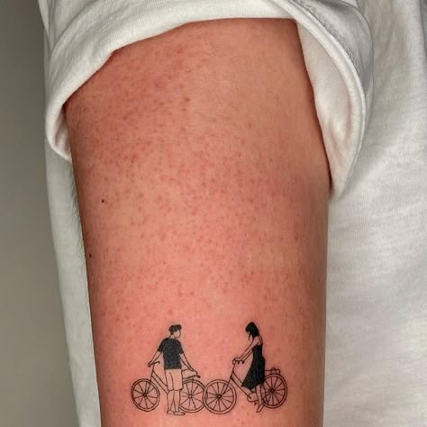 Me Before You Tattoo, Normal People Tattoo Book, Man Silhouette Tattoo, Tattoos Movies Inspired, Paul Mescal Tattoo, Normal People Tattoo Ideas, Tiny People Tattoo, Movie Scene Tattoo, Little People Tattoo