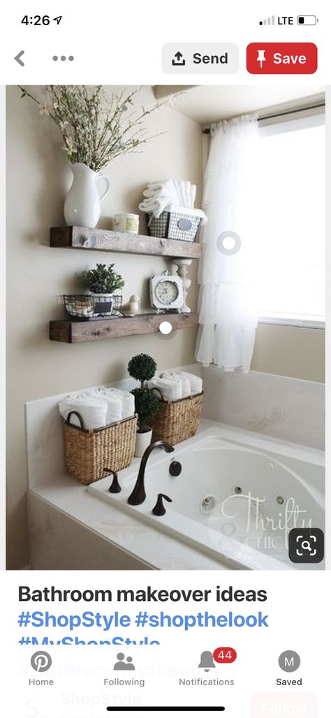 Corner Garden Tub Decor Master Bath, Bathtub Organization Ideas, Shelves Above Bathtub, Bathtub Storage Ideas, Garden Tub Decor Master Bath, Tub Decor Master Bath, Bathtub Organization, Bathtub Shelf, Bathtub Storage