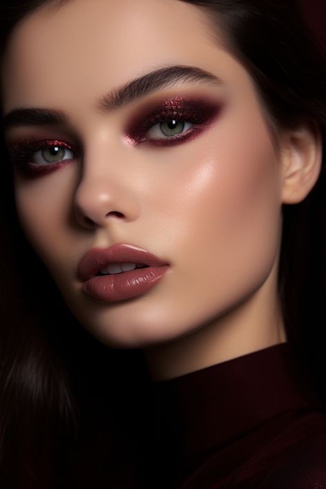 21 Hekate Inspired Makeup Looks (Witchy Makeup) - Eclectic Witchcraft Gothic Chic Makeup, Dracula Women Makeup, Makeup For Fair Skin Hazel Eyes, Dramatic Stage Makeup, Cool Smokey Eye, Witchy Aesthetic Makeup, Eye Makeup For Photoshoot, Burgundy Goth Makeup, Gothic Queen Makeup