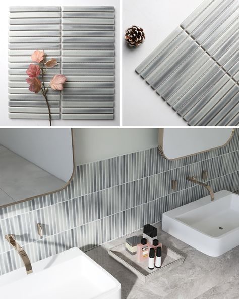 #newarrivals #tile #tiledesign #thetileshop #mytilestyle #tilesupplier #tilemanufacturer #porcelainmosaic #wallmosaic #kitchenmosaic #bathroommosaic #backsplashtile #tilewholesaler #tilefactory #tilecompany #mosaico #interiorarchitecture #homeimprovement #interiordesign #stripmosaic Tile Backsplash Bathroom, Tile Splashback, Color Ceramic, Handmade Tile, Grey Tiles, Bathroom Backsplash, Kit Kat, Handmade Tiles, Modern Vibe