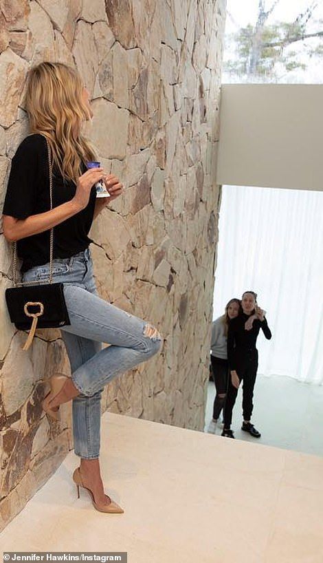 Inside Jennifer Hawkins' multimillion-dollar Sydney mega-mansion with husband Jake Wall Installing A Fireplace, Stone Feature Wall, Jennifer Hawkins, Stone Walls Interior, Sandstone Wall, Stone Wall Design, Stone Wall Cladding, Mega Mansions, Stone Cladding