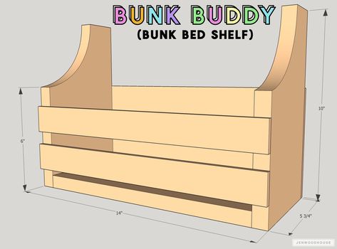 DIY Bunk Buddy (Bunk Bed Shelf) Bunk Buddy, Bunk Bed Shelf, Bed Caddy, Bed Shelf, Bunk Bed Ladder, Stair Plan, Diy Bunk Bed, Bunk Rooms, Cool Bunk Beds