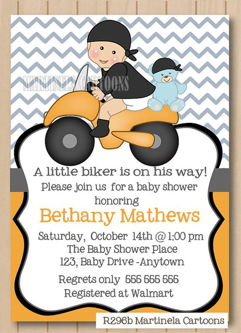 Baby Shower Motorcycle, Motorcycle Party, Biker Baby, Motorcycle Baby, Harley Davidson Baby, Babyshower Party, Boy Baby Shower Ideas, Baby Shower Invitaciones, Jungle Baby Shower