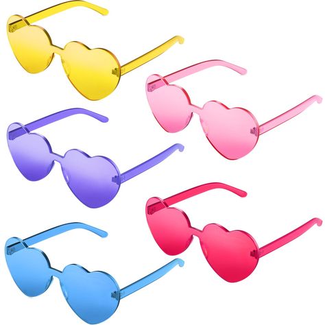 PRICES MAY VARY. Quality material: the party sunglasses are made of plastic; And it is in different transparent jelly color which is a kind of beautiful decorative color Feature: the love heart shaped rimless sunglasses looks novelty, making you look more attractive, suitable for most face shapes One size fits most: the heart sunglasses with one size fits for teens and most adults, good for parties, dress up, or just for fun Dimension: lens width: 65 mm/ 2.56 inch; Lens height: 59 mm/ 2.3 inches Sunglasses For Party, Christmas Sunglasses, Best Mens Sunglasses, Sunglasses Party, Valentines Accessories, Chasing Rainbows, Shape Sunglasses, Sunglasses Pink, Heart Glasses