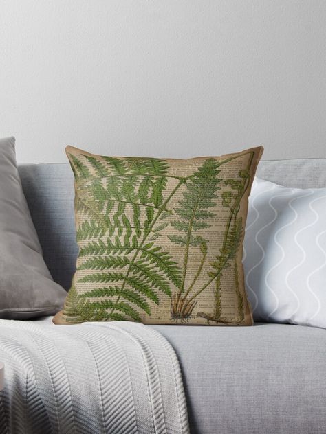 Hipster Home Decor, Botanical Fashion, Neutral Bedroom Decor, Applique Pillows, Fern Leaves, Vintage Hipster, Bohemian Home Decor, Leaves Pillow, Throw Pillows Bed