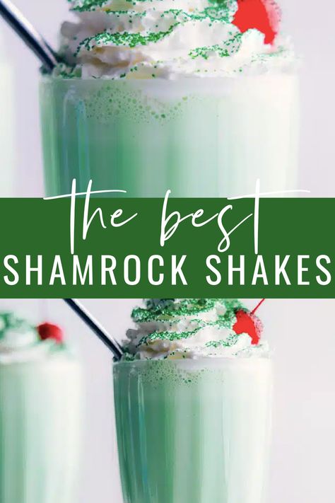 This thick and creamy Shamrock Shake is bursting with a refreshing and delightful mint flavor, making it the perfect drink to celebrate St. Patrick’s Day in style! #dessert #best #quick #easy #simple #stpatricks #shamrock #shakes Shamrock Shake Recipe, Mint Shake, Irish Recipes Authentic, Chelsea's Messy Apron, Marshmallow Bars, Cherry Topping, Shamrock Shake, Mint Oreo, Mint Cookies