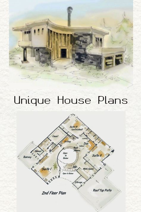 Unique House Plans // Designer homes // mcmansion // Dream Home // luxury home // luxury living // home design // home ideas // architecture // house // home // Unique House Plans // dream home ideas // home sweet home // architectual design // forever home // build your home. #luxuryhomes #dreamhomes #dreamhomeideas #home #homesweethome #uniquehouseplans #uniqueluxurystyle #mcmansion #house #building #amazinghouse Spiral Staircase House Plans, House Plan With Curved Staircase, Circular Cottage Plan, Circular House Plans Layout, Small Mansions, Falling Water House Floor Plan, 2000 Sq Ft House, Round House Plans, Futuristic House