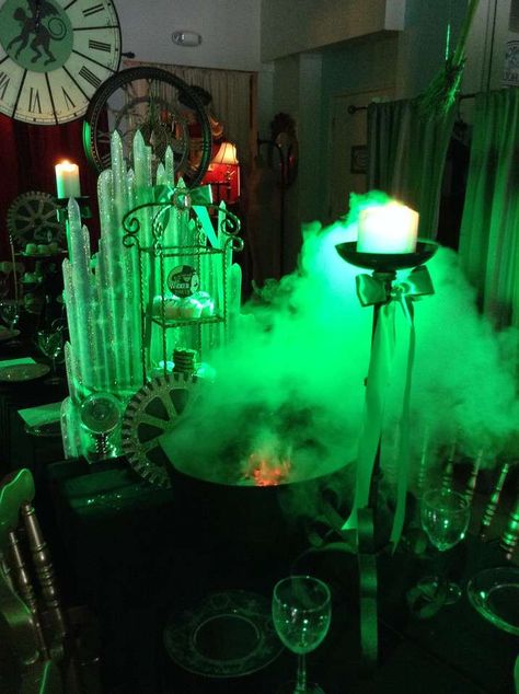 Wicked Themed Party, Emerald City Party, Hey Stephen, Wicked Party, Wizard Of Oz Decor, Broadway Party, Halloween First Birthday, City Party, Fantasy Party