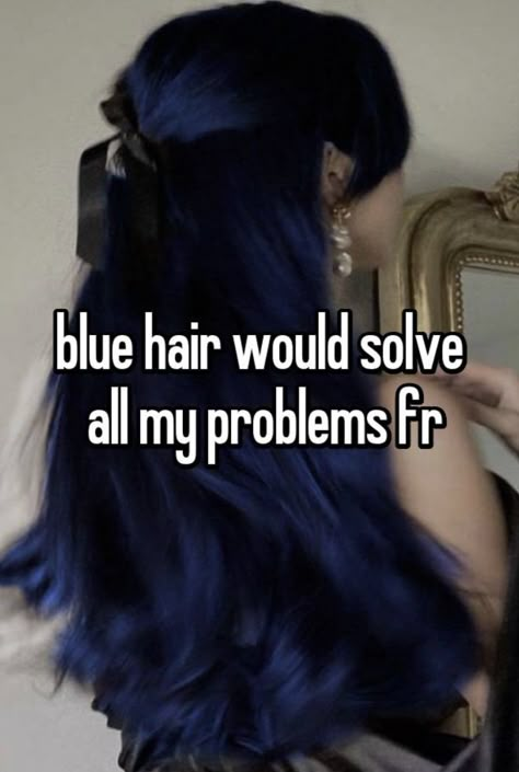 Navy Blue Hair Aesthetic, Blue Hair Layers, Cute Dyed Hair Ideas, Hair Styles Blue, Blue Hair Icon, Blue Dyed Hair, Fashion Hair Styles, Navy Blue Hair, Navy Hair