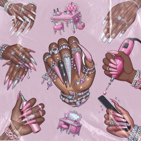 Aesthetic Nail Tech Pictures, Nails Art Drawing, Nail Tech Logo Ideas, Nail Background Ideas, Nail Collage, Nail Icon, Nails Poster, Girly Graphic Design, Nail Tech Logo