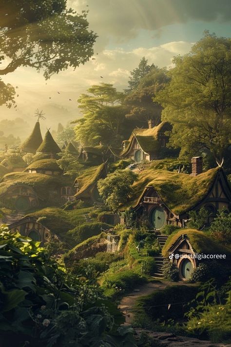 The Shire Illustration, Forest City Concept Art, Elf Village, Elven City, Forest Village, Countryside Village, Fantasy Village, Zero Hour, Fantasy Town