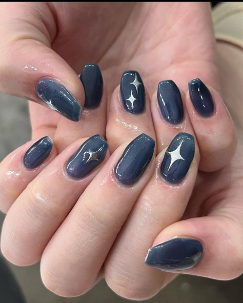 Star Nail Designs, Hello Nails, Grunge Nails, Soft Nails, Blue Nail, Thanksgiving Nails, Nail Jewelry, Star Nails, Dream Nails