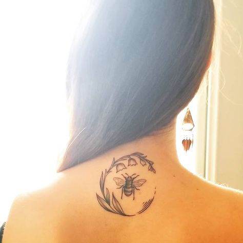 Lily Of The Valley And Bee Tattoo, Honey Bee Tattoo, Raven Tattoo, Hummingbird Tattoo, Bee Tattoo, Memorial Tattoos, Dreamcatcher Tattoo, Lily Of The Valley, Infinity Tattoo