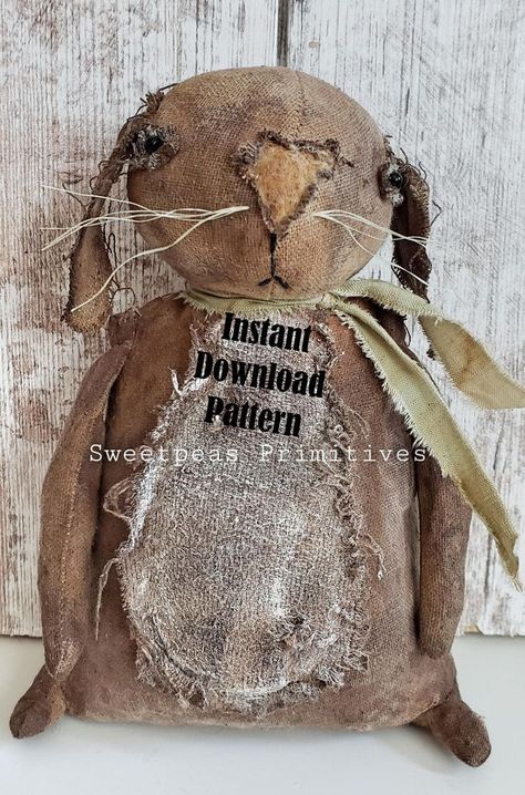 Primitive Rabbit Pattern Free, Free Primitive Patterns, Primitive Sewing Patterns, Primitive Labels, Primitive Easter Decor, Primitive Bunny, Easter Sewing, Primitive Spring, Primitive Rabbit