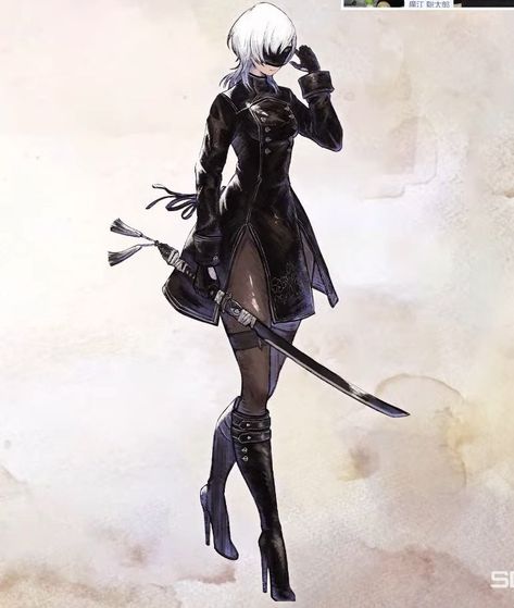 Akeha Nier Fanart, Yorha Android, Nier Automata Oc, Nier Automata Fanart, Stylized Character Design, 9s Nier Automata, Nier Reincarnation, Akihiko Yoshida, Nier Automata A2