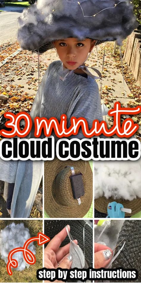 Group Weather Costumes, Winter Costume Ideas, Thunderstorm Costume, Diy Rain Cloud, Storm Halloween Costume, Tornado Costume, Rain Cloud Costume, Rain Costume, Cloud Costume