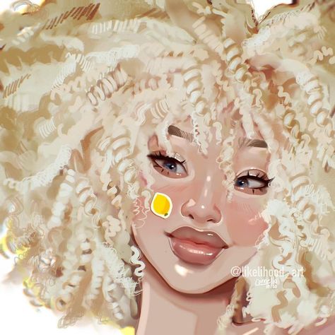 ♡ 𝚌𝚘𝚛𝚗𝚎𝚕𝚒𝚊 ♡ on Instagram: “The curls were hard but anyway...🍋✨ . . #digitalart #procreate #ipadpro #albino” Likely Hood Art, Albino Drawing, Albino Oc Art, Black Character Art, Art Style Ideas, Albino Art, Black People Art, Likelihood Art, Art Black Women